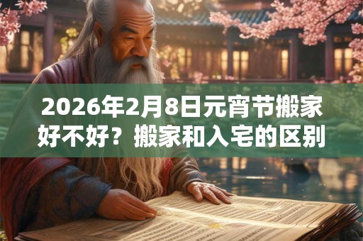 2026年2月8日元宵节搬家好不好？搬家和入宅的区别？
