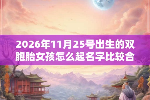 2026年11月25号出生的双胞胎女孩怎么起名字比较合适，五行属什么？