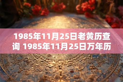 1985年11月25日老黄历查询 1985年11月25日万年历黄道吉日