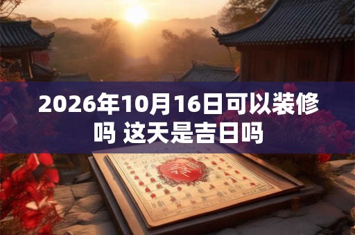 2026年10月16日可以装修吗 这天是吉日吗