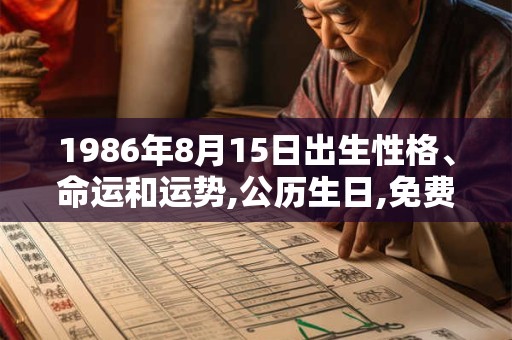 1986年8月15日出生性格、命运和运势,公历生日,免费算命