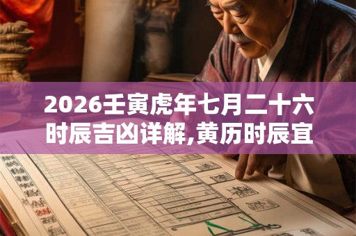 2026壬寅虎年七月二十六时辰吉凶详解,黄历时辰宜忌