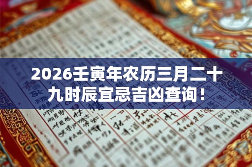 2026壬寅年农历三月二十九时辰宜忌吉凶查询！