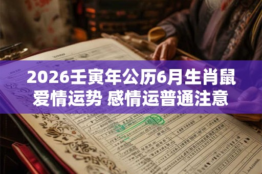 2026壬寅年公历6月生肖鼠爱情运势 感情运普通注意交流
