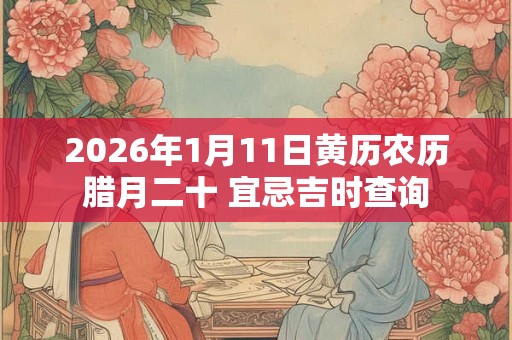 2026年1月11日黄历农历腊月二十 宜忌吉时查询 2026年1月11日黄历农历腊月二十 宜忌吉时查询