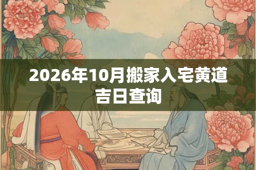 2026年10月搬家入宅黄道吉日查询
