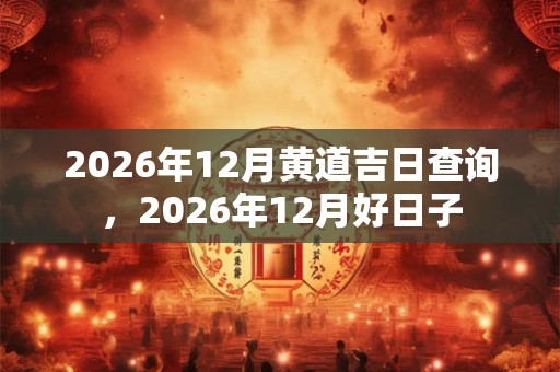 2026年12月黄道吉日查询，2026年12月好日子