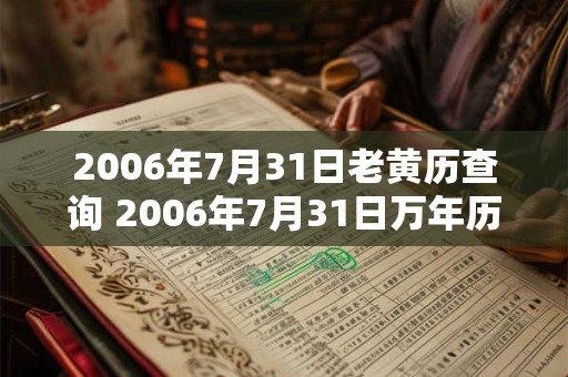 2006年7月31日老黄历查询 2006年7月31日万年历黄道吉日