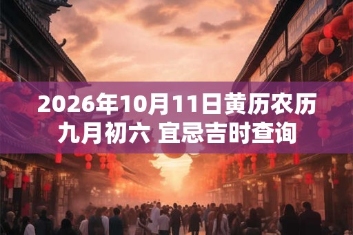 2026年10月11日黄历农历九月初六 宜忌吉时查询