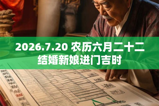 2026.7.20 农历六月二十二结婚新娘进门吉时