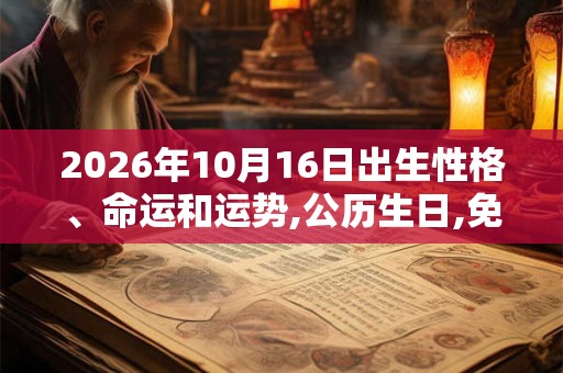 2026年10月16日出生性格、命运和运势,公历生日,免费算命