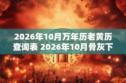 2026年10月万年历老黄历查询表 2026年10月骨灰下葬吉日