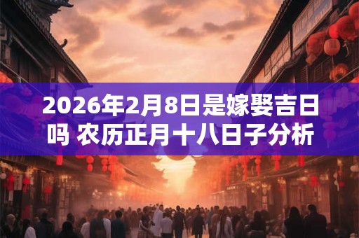2026年2月8日是嫁娶吉日吗 农历正月十八日子分析 2026年2月8日是嫁娶吉日吗 农历正月十八日子分析