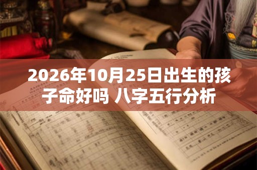 2026年10月25日出生的孩子命好吗 八字五行分析