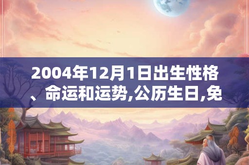 2004年12月1日出生性格、命运和运势,公历生日,免费算命 2004年12月1日出生性格、命运和运势,公历生日,免费算命