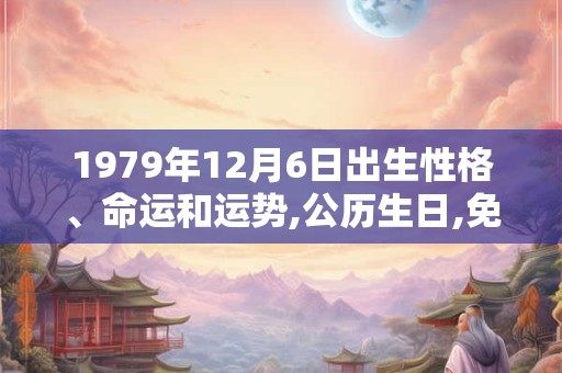 1979年12月6日出生性格、命运和运势,公历生日,免费算命