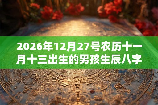 2026年12月27号农历十一月十三出生的男孩生辰八字起名