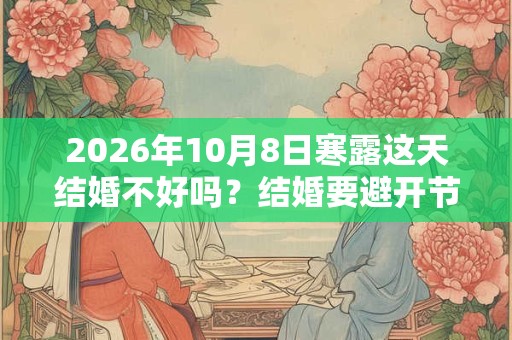 2026年10月8日寒露这天结婚不好吗?结婚要避开节气吗? 2026年10月8日寒露这天结婚不好吗?结婚要避开节气吗?