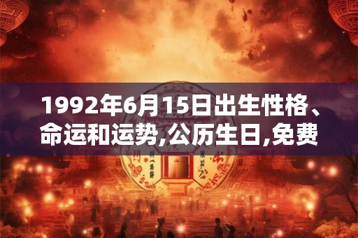 1992年6月15日出生性格、命运和运势,公历生日,免费算命 1992年6月15日出生性格、命运和运势,公历生日,免费算命