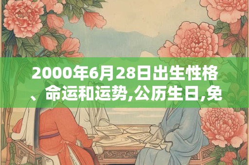 2000年6月28日出生性格、命运和运势,公历生日,免费算命