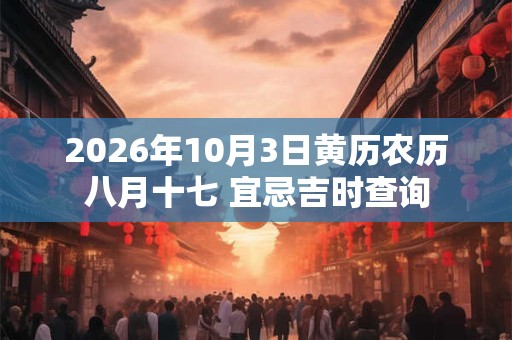 2026年10月3日黄历农历八月十七 宜忌吉时查询