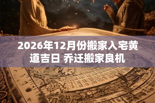 2026年12月份搬家入宅黄道吉日 乔迁搬家良机