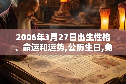 2006年3月27日出生性格、命运和运势,公历生日,免费算命