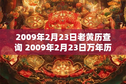 2009年2月23日老黄历查询 2009年2月23日万年历黄道吉日