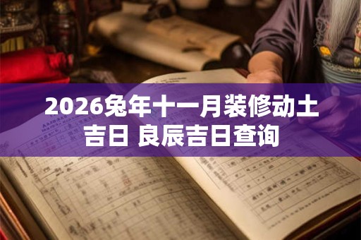 2026兔年十一月装修动土吉日 良辰吉日查询