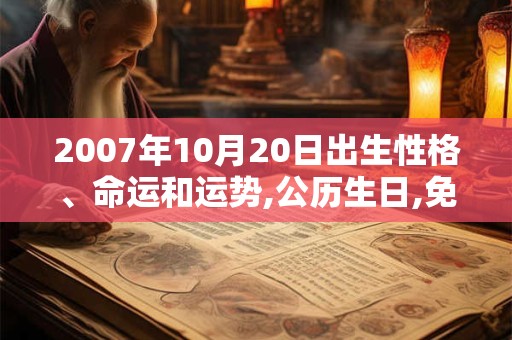 2007年10月20日出生性格、命运和运势,公历生日,免费算命 2007年10月20日出生性格、命运和运势,公历生日,免费算命