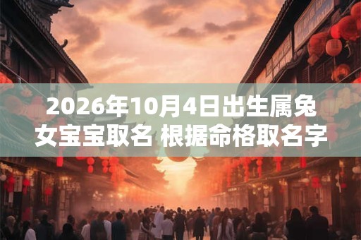 2026年10月4日出生属兔女宝宝取名 根据命格取名字