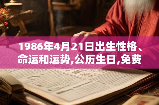 1986年4月21日出生性格、命运和运势,公历生日,免费算命