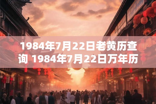 1984年7月22日老黄历查询 1984年7月22日万年历黄道吉日