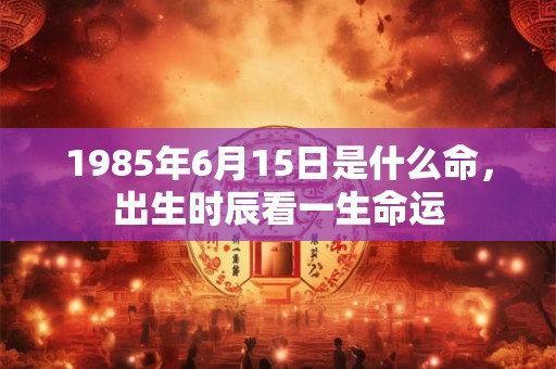 1985年6月15日是什么命，出生时辰看一生命运