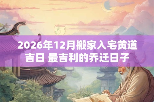 2026年12月搬家入宅黄道吉日 最吉利的乔迁日子