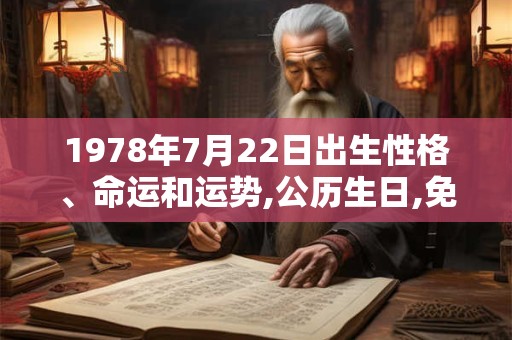 1978年7月22日出生性格、命运和运势,公历生日,免费算命