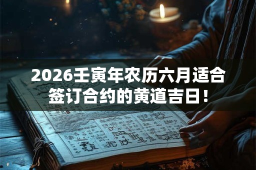 2026壬寅年农历六月适合签订合约的黄道吉日！