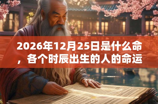 2026年12月25日是什么命，各个时辰出生的人的命运