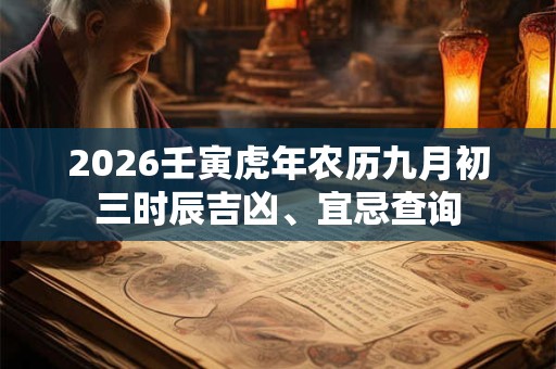 2026壬寅虎年农历九月初三时辰吉凶、宜忌查询