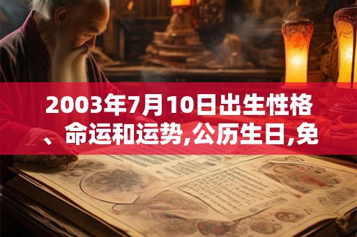 2003年7月10日出生性格、命运和运势,公历生日,免费算命