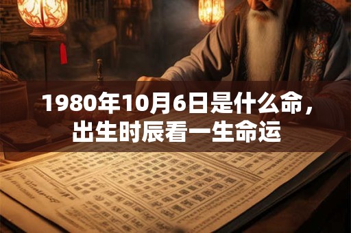 1980年10月6日是什么命，出生时辰看一生命运