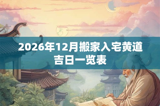 2026年12月搬家入宅黄道吉日一览表 2026年12月搬家入宅黄道吉日一览表