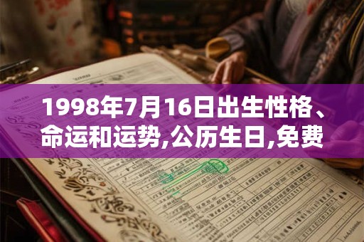 1998年7月16日出生性格、命运和运势,公历生日,免费算命