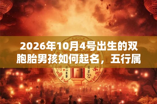 2026年10月4号出生的双胞胎男孩如何起名，五行属什么