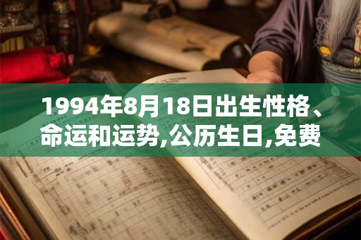 1994年8月18日出生性格、命运和运势,公历生日,免费算命 1994年8月18日出生性格、命运和运势,公历生日,免费算命