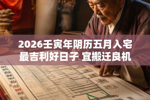 2026壬寅年阴历五月入宅最吉利好日子 宜搬迁良机 2026壬寅年阴历五月入宅最吉利好日子 宜搬迁良机