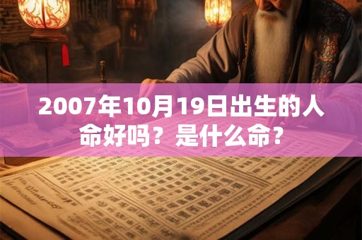 2007年10月19日出生的人命好吗？是什么命？