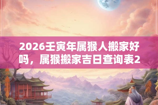 2026壬寅年属猴人搬家好吗，属猴搬家吉日查询表2026？