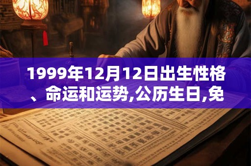 1999年12月12日出生性格、命运和运势,公历生日,免费算命 1999年12月12日出生性格、命运和运势,公历生日,免费算命