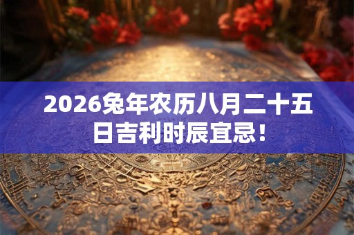 2026兔年农历八月二十五日吉利时辰宜忌！